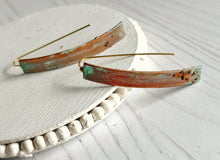 Load image into Gallery viewer, Verdigris Rectangle Earrings