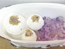 Load image into Gallery viewer, Amethyst & Chamomile Sleepytime Bath Bomb with Melatonin