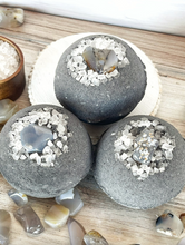 Load image into Gallery viewer, Activated Charcoal, Agate & Coarse Sea Salt Bath Bomb