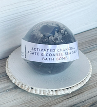 Load image into Gallery viewer, Activated Charcoal, Agate & Coarse Sea Salt Bath Bomb
