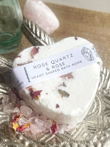 Rose Quartz & Rose Heart Shaped Bath Bomb