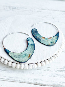Reversible Rust and Blue Patina Earrings