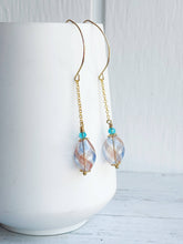 Load image into Gallery viewer, Orange and Blue Swirl Hollow Glass Dangle Earring