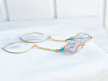 Load image into Gallery viewer, Orange and Blue Swirl Hollow Glass Dangle Earring