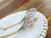 Load image into Gallery viewer, Orange and Blue Swirl Hollow Glass Dangle Earring