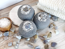 Load image into Gallery viewer, Activated Charcoal, Agate & Coarse Sea Salt Bath Bomb