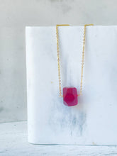Load image into Gallery viewer, Red Dyed Quartz Nugget Necklace