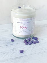 Load image into Gallery viewer, July Birthstone Organic Soy Wax Candle with Natural Ruby