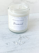 Load image into Gallery viewer, April Birthstone Organic Soy Wax Candle with Natural Herkimer Diamond