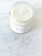 Load image into Gallery viewer, April Birthstone Organic Soy Wax Candle with Natural Herkimer Diamond