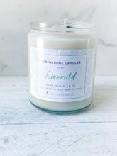 Load image into Gallery viewer, May Birthstone Organic Soy Wax Candle with Natural Emerald