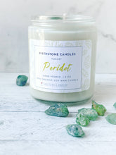 Load image into Gallery viewer, August Birthstone Organic Soy Wax Candle with Natural Peridot