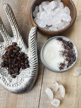 Load image into Gallery viewer, Crystal Quartz & Coffee Candle and Stash Jar