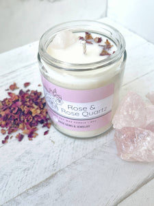 Rose Quartz & Rose Organic Soy Wax Candle