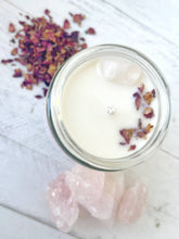 Load image into Gallery viewer, Rose Quartz &amp; Rose Organic Soy Wax Candle
