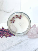 Load image into Gallery viewer, Rose Quartz & Rose Organic Soy Wax Candle