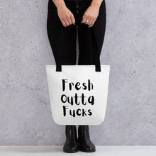Load image into Gallery viewer, Fresh Outta Fucks Tote bag