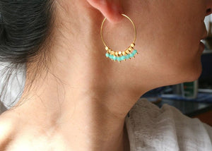 Amazonite Hoop Earrings by Laura Stark - HALF OFF