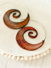 Load image into Gallery viewer, Rust Feather Swirl Earrings
