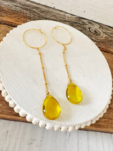 Load image into Gallery viewer, Yellow Glass Drop Hoops
