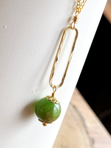 Faceted Green Oval Necklace