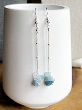 Load image into Gallery viewer, Aquamarine Chip Chain Earrings
