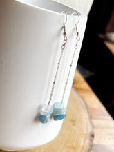 Load image into Gallery viewer, Aquamarine Chip Chain Earrings

