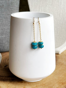 Stacked Apatite Chain Earrings