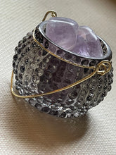 Load image into Gallery viewer, Black Glass Cauldron with Five Tumbled Amethyst
