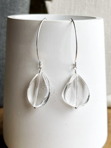 Curved Crystal Quartz Earrings