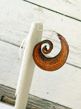 Load image into Gallery viewer, Rust Feather Swirl Earrings
