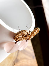 Load image into Gallery viewer, Rattan with Pink Glass Earrings

