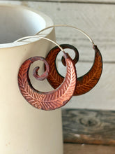 Load image into Gallery viewer, Rust Feather Swirl Earrings
