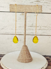 Load image into Gallery viewer, Yellow Glass Drop Hoops
