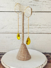 Load image into Gallery viewer, Yellow Glass Drop Hoops
