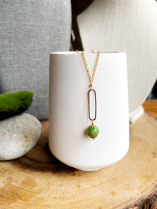 Faceted Green Oval Necklace
