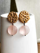 Load image into Gallery viewer, Rattan with Pink Glass Earrings
