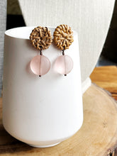 Load image into Gallery viewer, Rattan with Pink Glass Earrings
