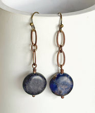 Load image into Gallery viewer, Sodalite Copper Earrings
