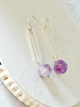 Load image into Gallery viewer, Amethyst Oval Drop Earrings
