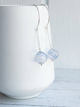 Load image into Gallery viewer, Blue Swirl Hollow Glass Dangle Earring
