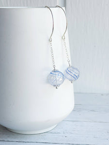 Blue Swirl Hollow Glass Dangle Earring