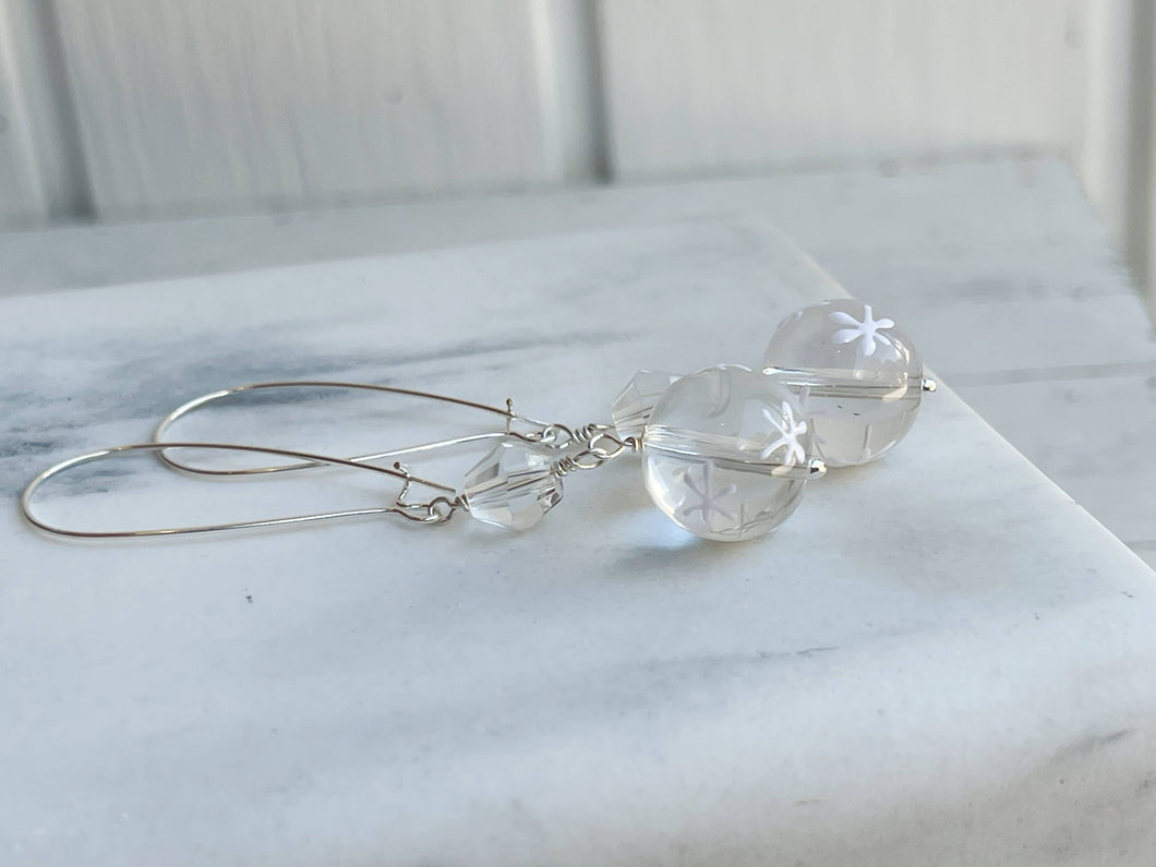 Winter Snowflake Glass Earrings