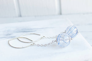 Blue Swirl Hollow Glass Dangle Earring