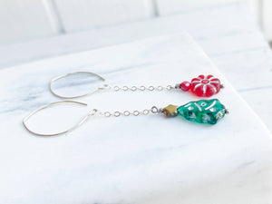 Festive Glass Christmas Earrings