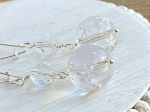 Winter Snowflake Glass Earrings