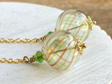 Load image into Gallery viewer, Green Swirl Hollow Glass Dangle Earring
