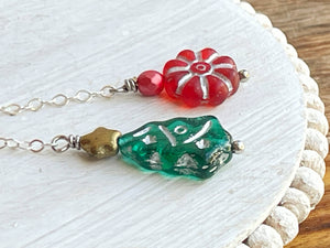 Festive Glass Christmas Earrings