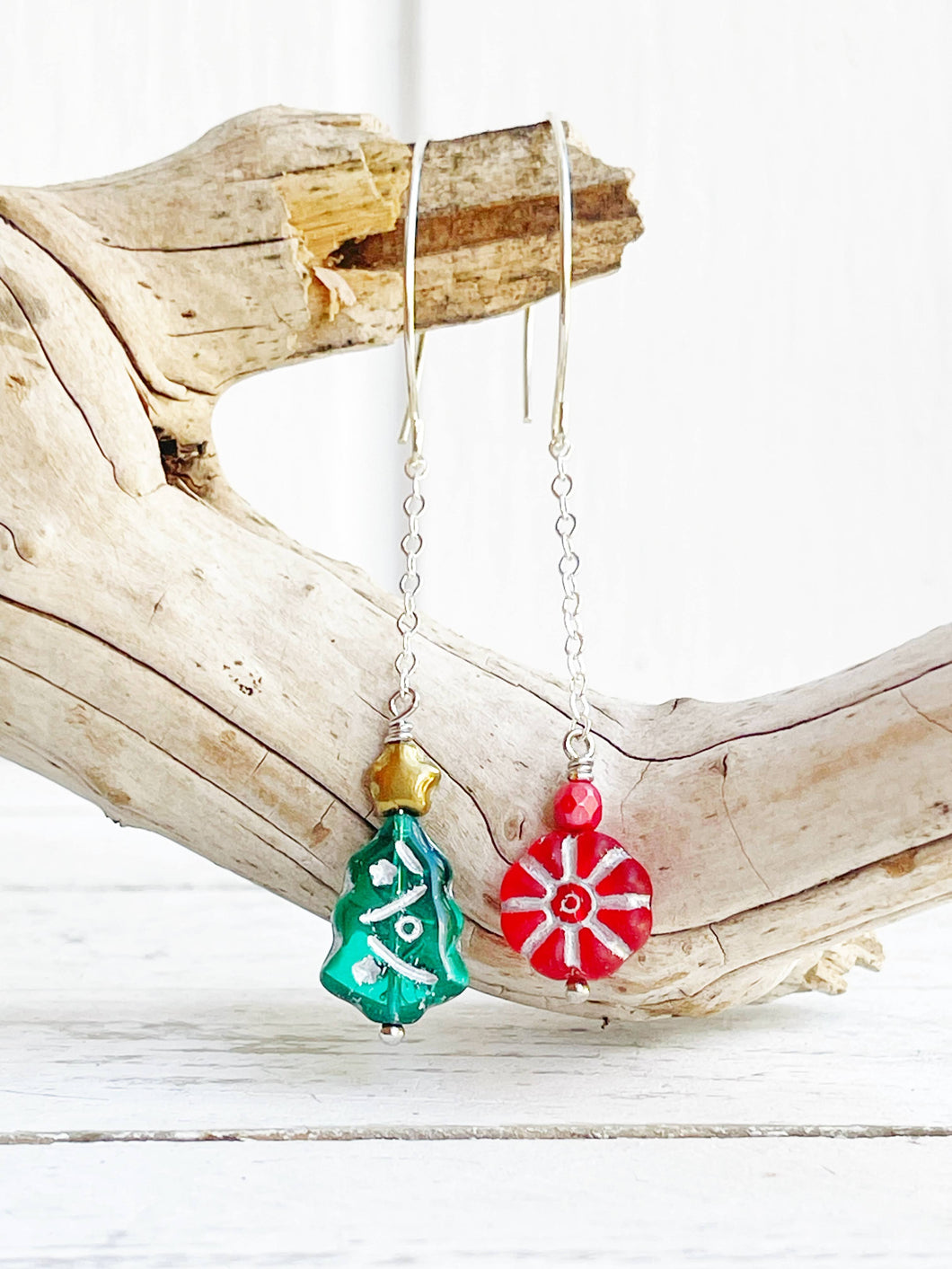 Festive Glass Christmas Earrings