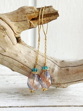 Load image into Gallery viewer, Orange and Blue Swirl Hollow Glass Dangle Earring

